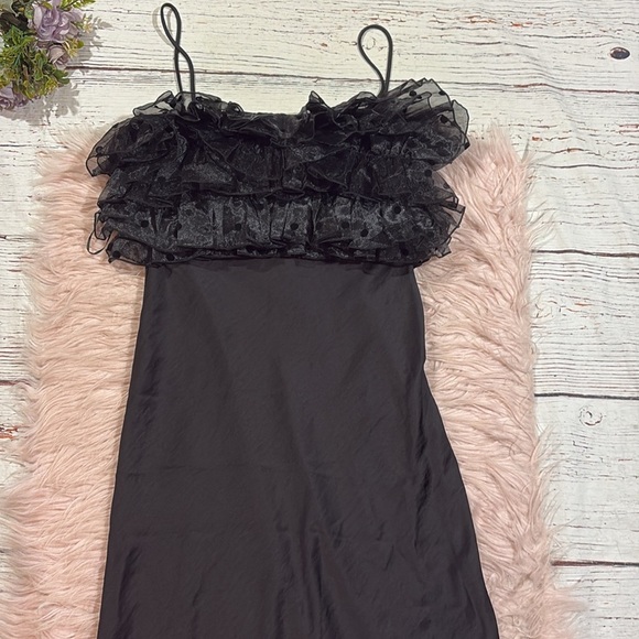 ZARA Organza Ruffle Slip Dress Polka Dot Midi Maxi Black Bloggers Fav - Picture 10 of 10